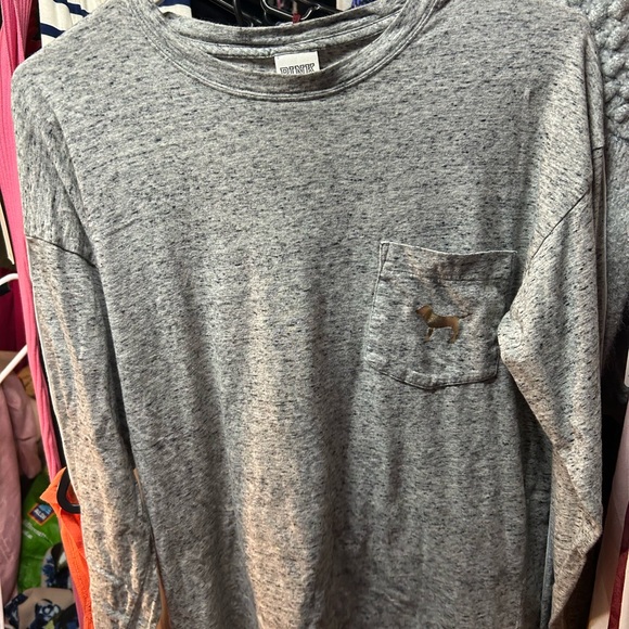 PINK Victoria's Secret Tops - PINK Victoria's Secret Gray Long Sleeve Shirt